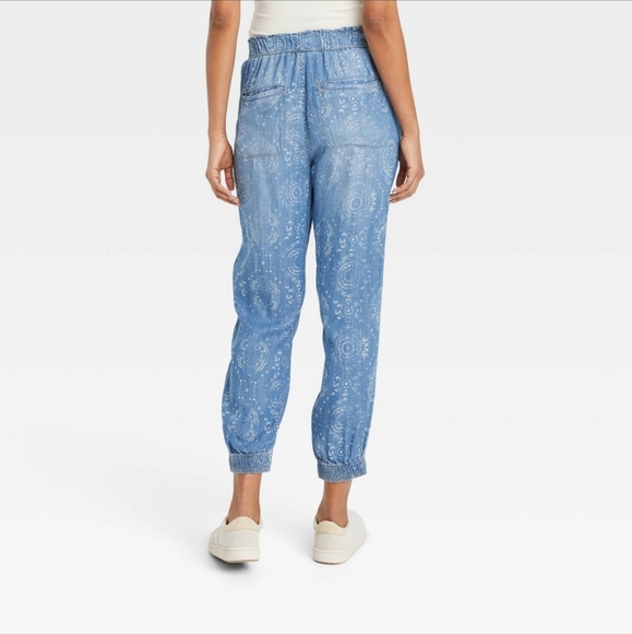 🍂 🍁 Knox Rose Jogger type Pants Blue Chambray Shibori Bohemian Print Small - Picture 4 of 6